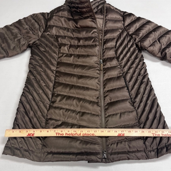 Eddie Bauer Women’s Down Puffer Jacket Winter Collared Full Zip Brown Size XL - Picture 5 of 6